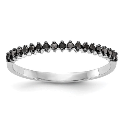 585 Weißgold Ehering mit schwarzen natürlichen Diamanten