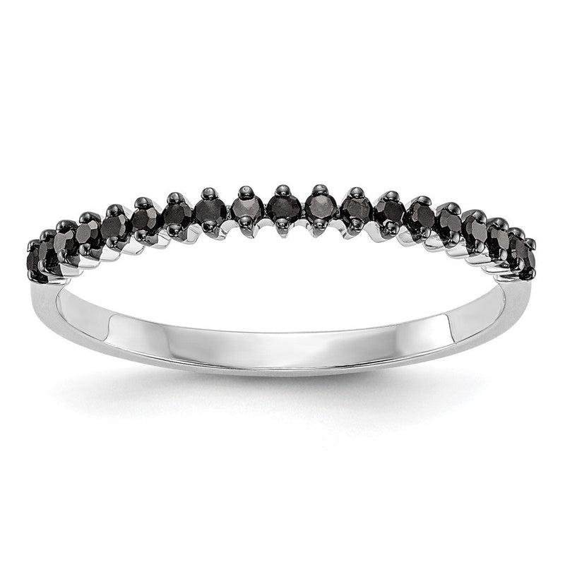 585 Weißgold Ehering mit schwarzen natürlichen Diamanten