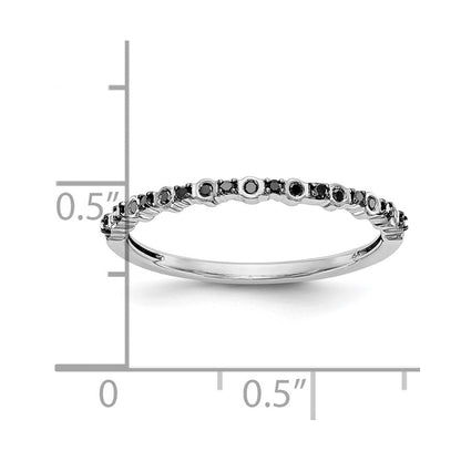 14K Weißgold Ehering mit schwarzen natürlichen Diamanten