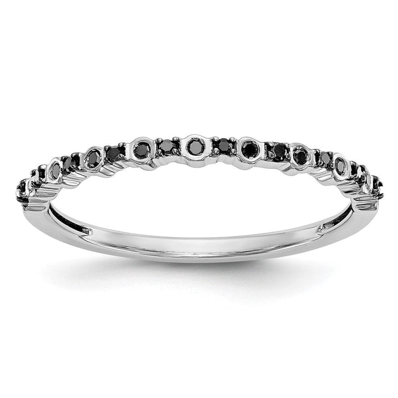 14K Weißgold Ehering mit schwarzen natürlichen Diamanten