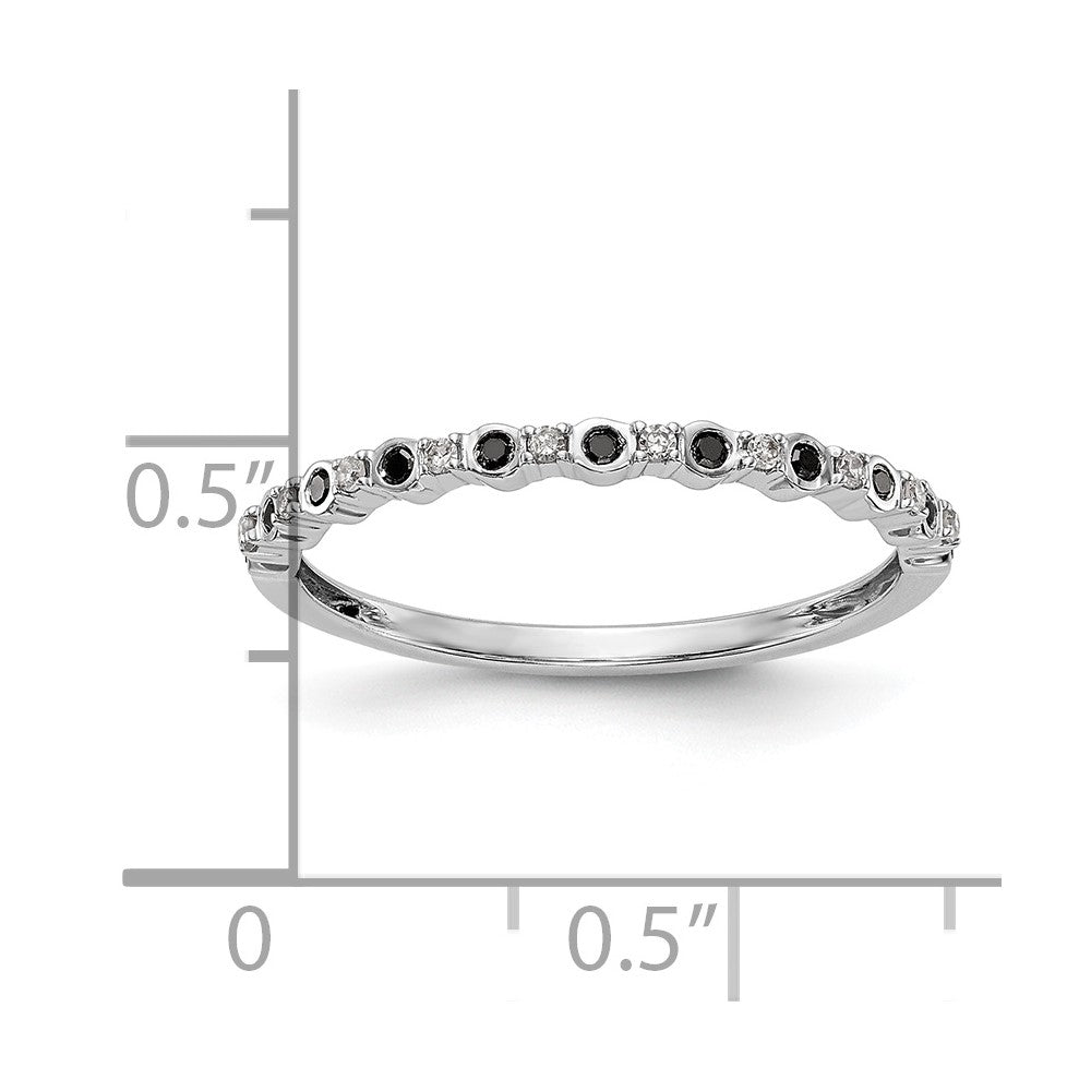 585 Weißgold Ring mit schwarzen und weißen natürlichen Diamanten