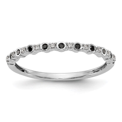 585 Weißgold Ring mit schwarzen und weißen natürlichen Diamanten