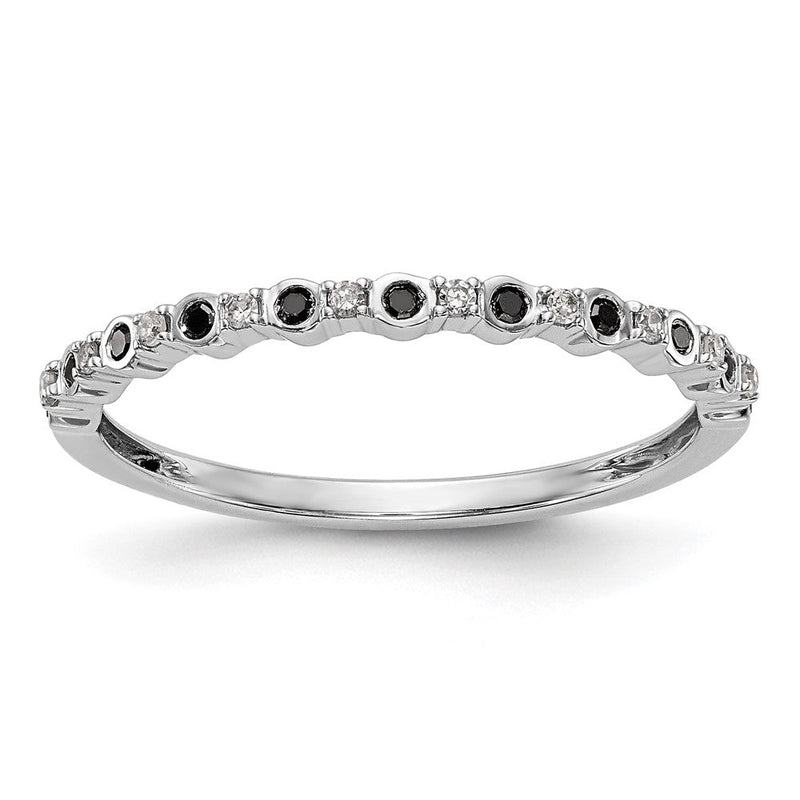 585 Weißgold Ring mit schwarzen und weißen natürlichen Diamanten
