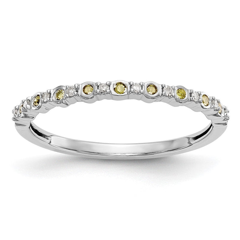 14K Weißgold Ehering mit natürlichen Diamanten in Gelb und Weiß