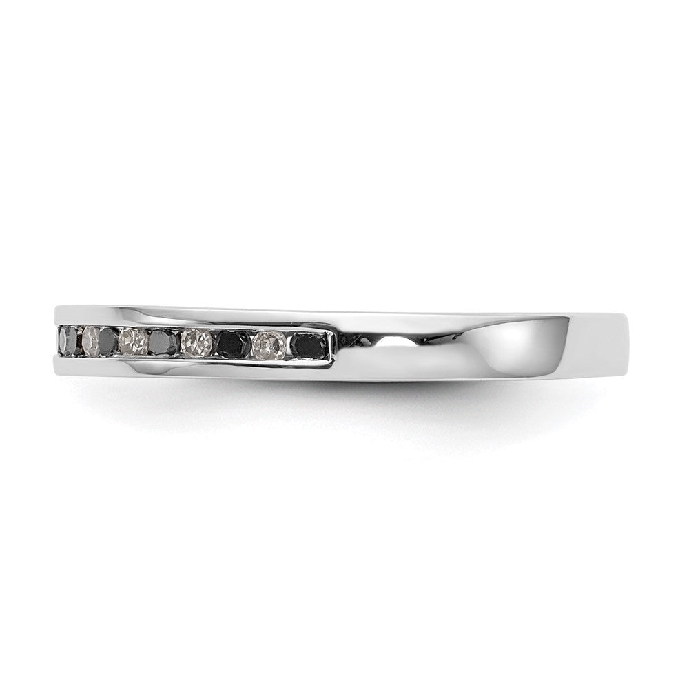 14K Weißgold Ring mit schwarzen und weißen echten Diamanten