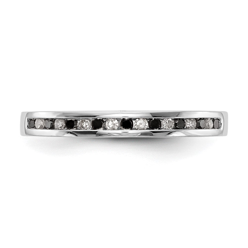 14K Weißgold Ring mit schwarzen und weißen echten Diamanten