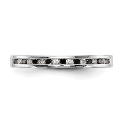 14K Weißgold Ring mit schwarzen und weißen echten Diamanten