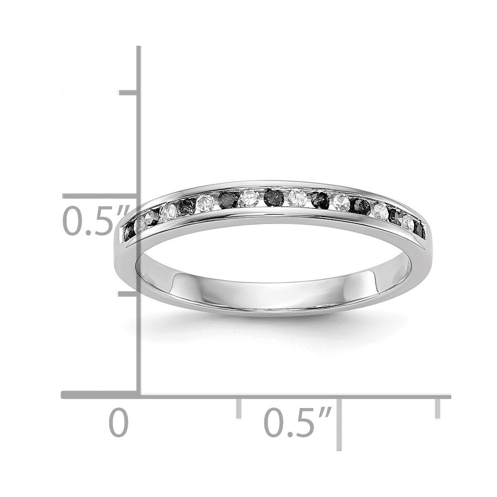 14K Weißgold Ring mit schwarzen und weißen echten Diamanten