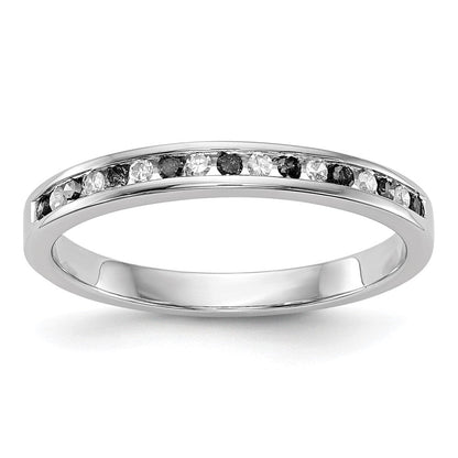14K Weißgold Ring mit schwarzen und weißen echten Diamanten