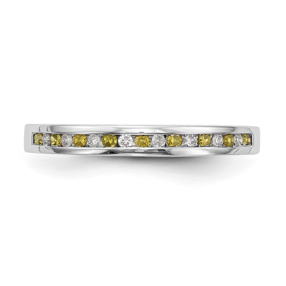 14K Weißgold Ehering mit gelben und weißen Diamanten