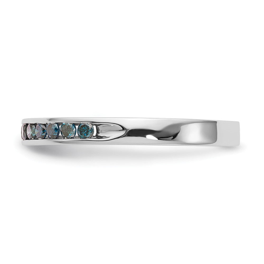 14K Weißgold 1/4 Karat Blau Diamant Komplett Kanalfassung Ring