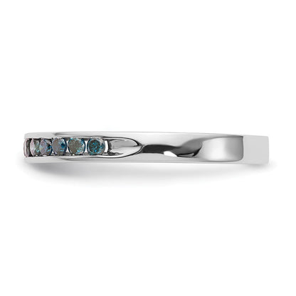 14K Weißgold 1/4 Karat Blau Diamant Komplett Kanalfassung Ring