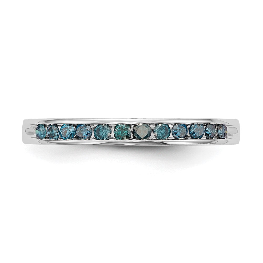 14K Weißgold 1/4 Karat Blau Diamant Komplett Kanalfassung Ring