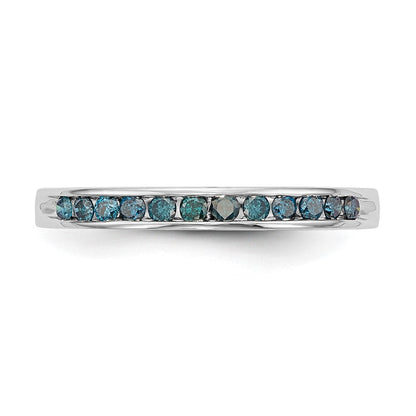 14K Weißgold 1/4 Karat Blau Diamant Komplett Kanalfassung Ring