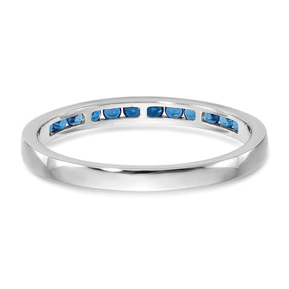 14K Weißgold 1/4 Karat Blau Diamant Komplett Kanalfassung Ring