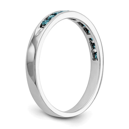 14K Weißgold 1/4 Karat Blau Diamant Komplett Kanalfassung Ring