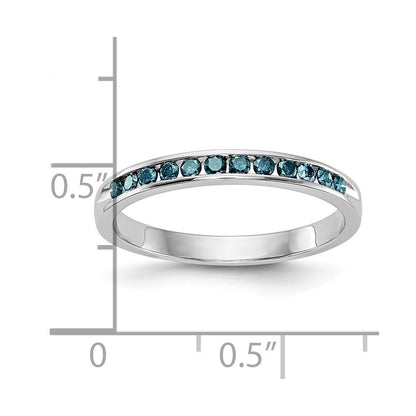 14K Weißgold 1/4 Karat Blau Diamant Komplett Kanalfassung Ring
