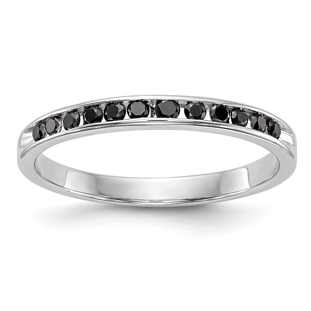 14K Weißgold Herren-Ehering mit schwarzen natürlichen Diamanten, 0,24 ct Gesamtgewicht