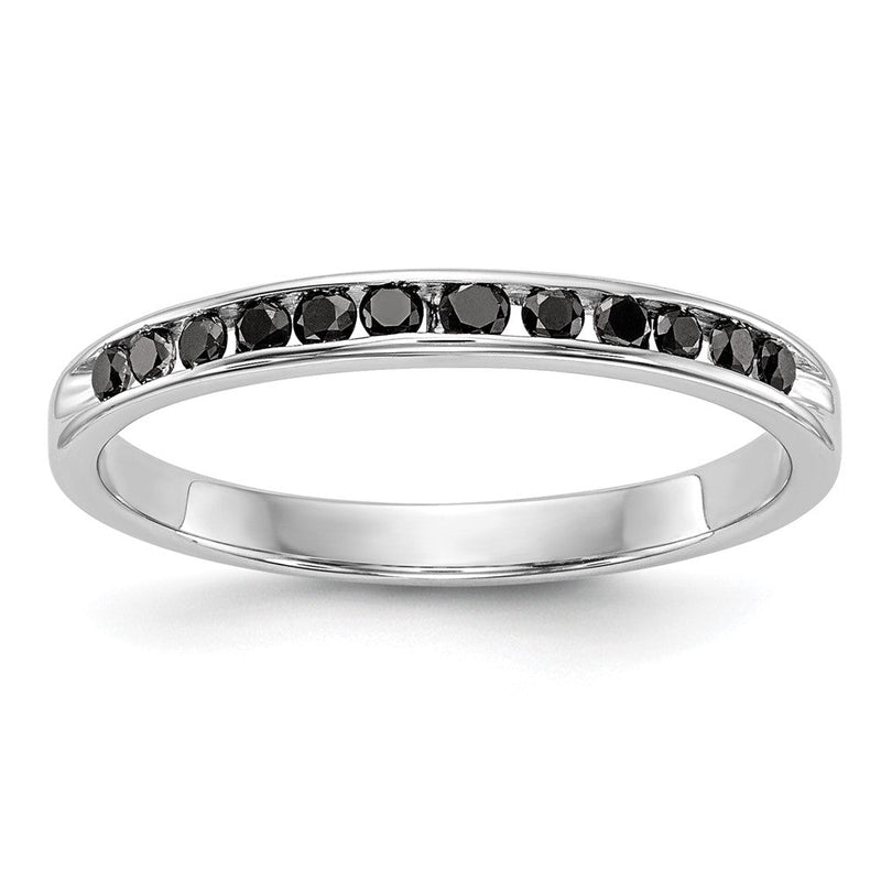 14K Weißgold Herren-Ehering mit schwarzen natürlichen Diamanten, 0,24 ct Gesamtgewicht