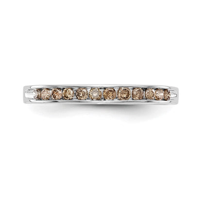 14K Weißgold Ring mit natürlichen Champagner-Diamanten