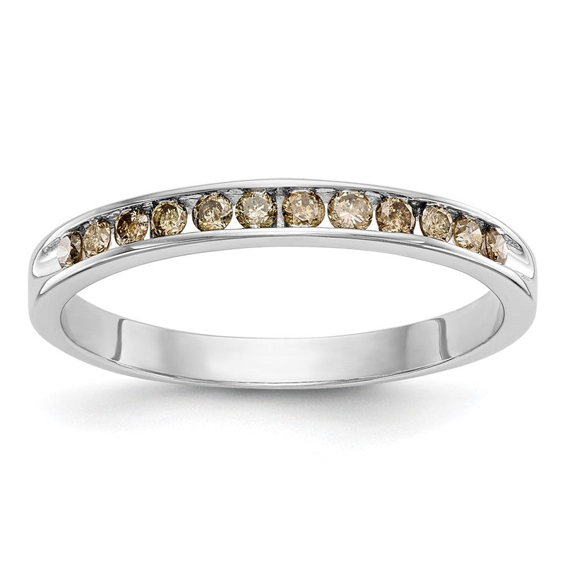 14K Weißgold Ring mit natürlichen Champagner-Diamanten