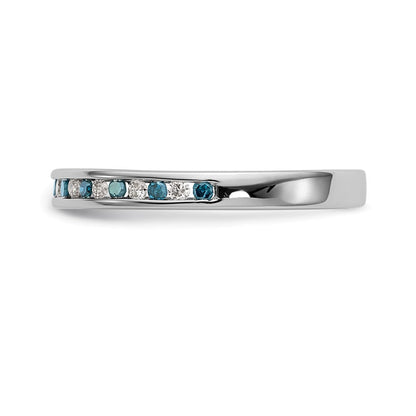 14K Weißgold Ehering mit blauen und weißen natürlichen Diamanten