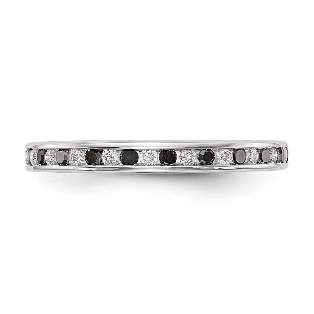 14K Weißgold Ring mit schwarzen und weißen natürlichen Diamanten