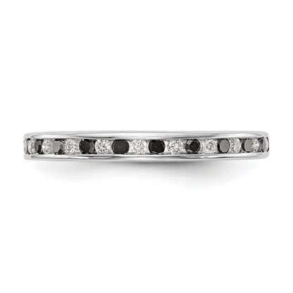 14K Weißgold Ring mit schwarzen und weißen natürlichen Diamanten