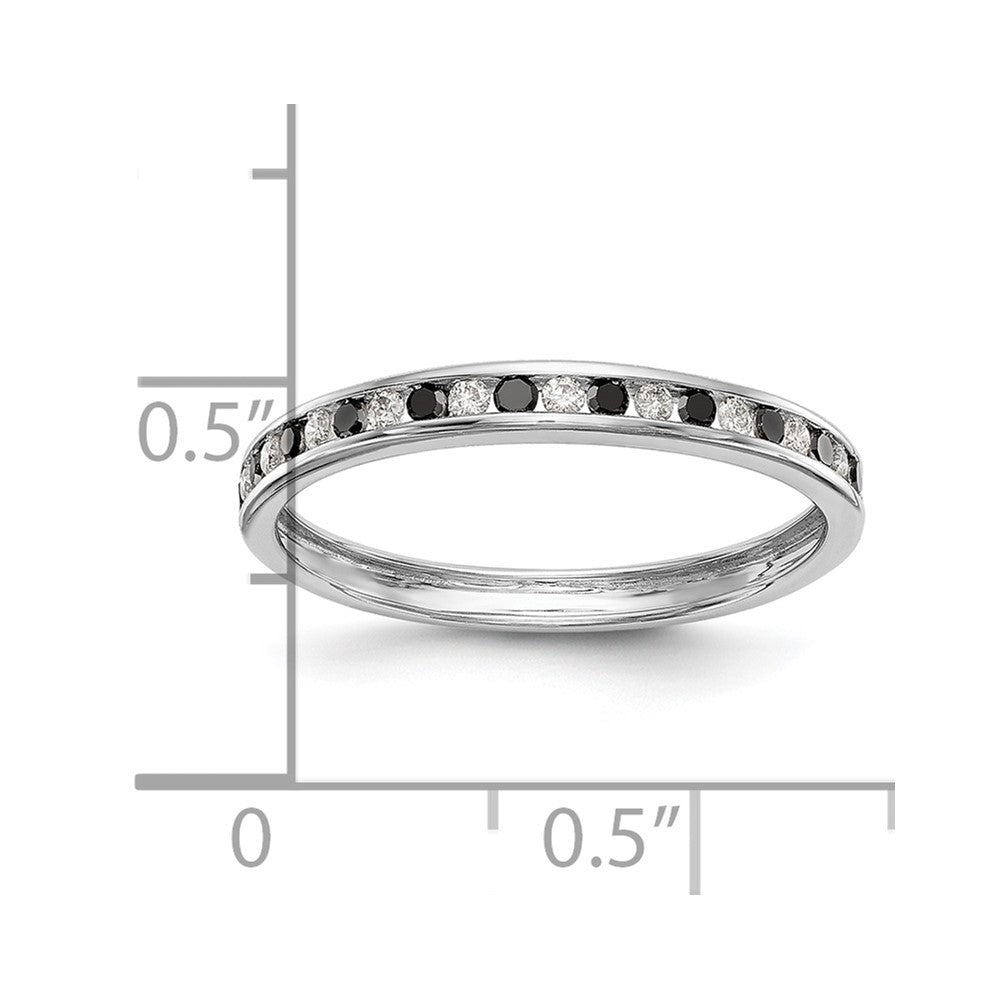 14K Weißgold Ring mit schwarzen und weißen natürlichen Diamanten