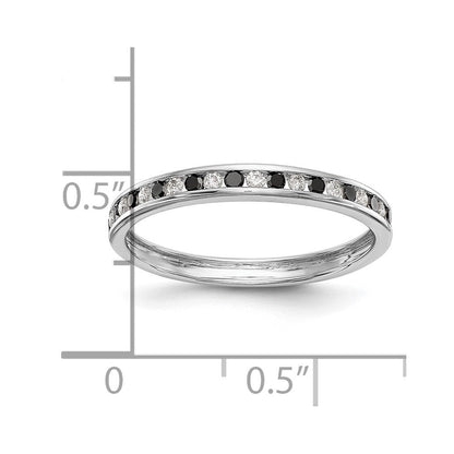 14K Weißgold Ring mit schwarzen und weißen natürlichen Diamanten