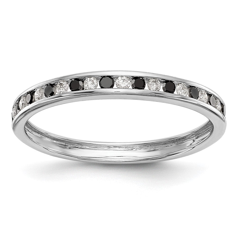 14K Weißgold Ring mit schwarzen und weißen natürlichen Diamanten