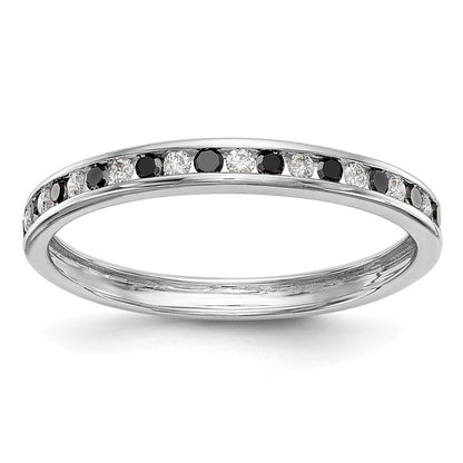 14K Weißgold Ring mit schwarzen und weißen natürlichen Diamanten