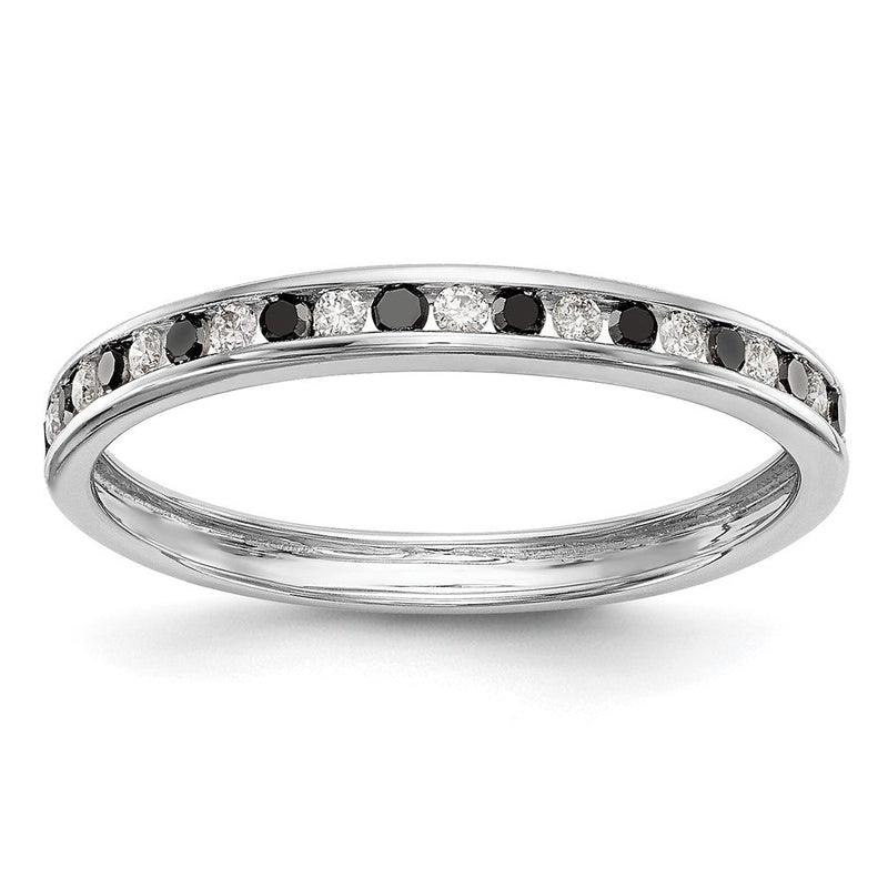 14K Weißgold Ring mit schwarzen und weißen natürlichen Diamanten