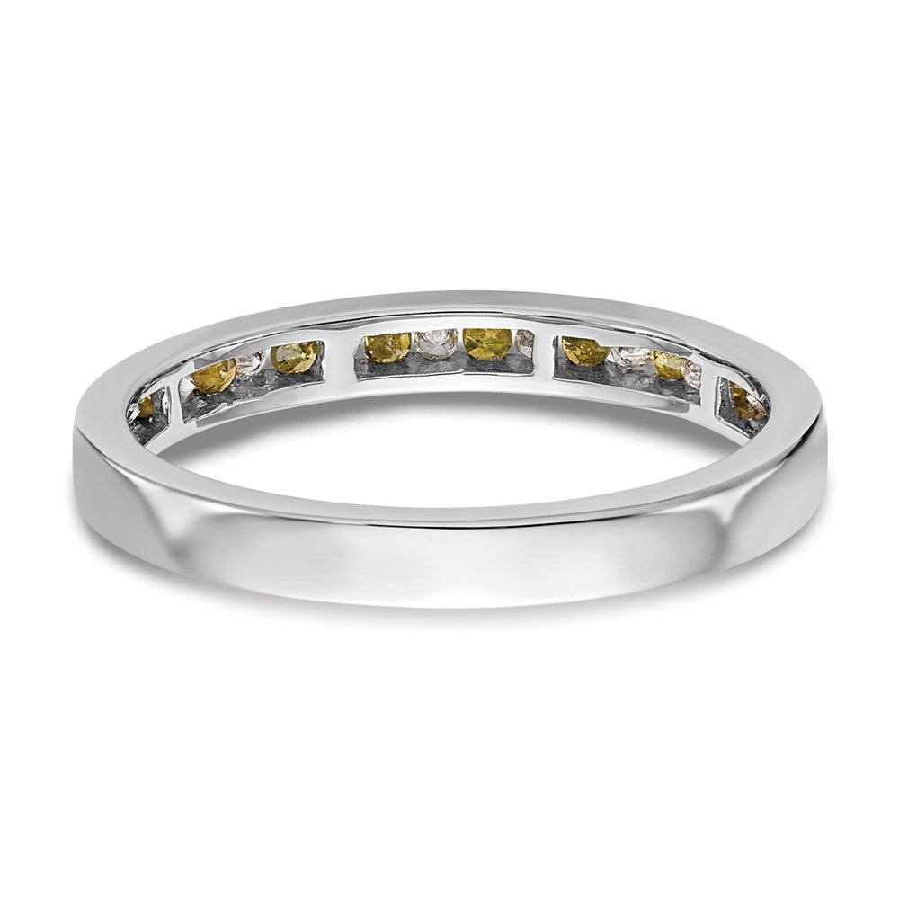 14K Weißgold Ehering mit gelben und weißen Diamanten