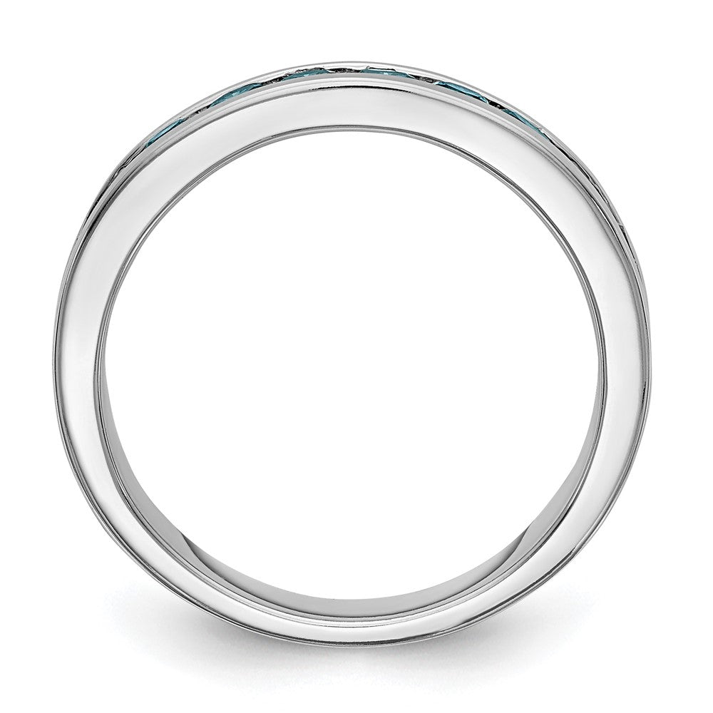 14K Weißgold 3/4 Karat Blau Diamant Komplett Kanalfassung Ring