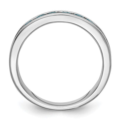 14K Weißgold 3/4 Karat Blau Diamant Komplett Kanalfassung Ring