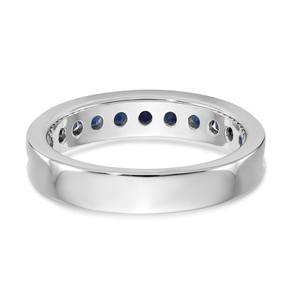 14K Weißgold 3/4 Karat Blau Diamant Komplett Kanalfassung Ring