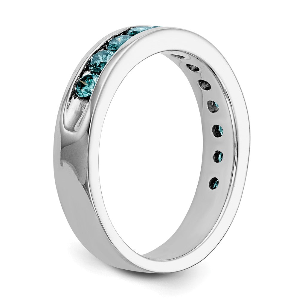 14K Weißgold 3/4 Karat Blau Diamant Komplett Kanalfassung Ring