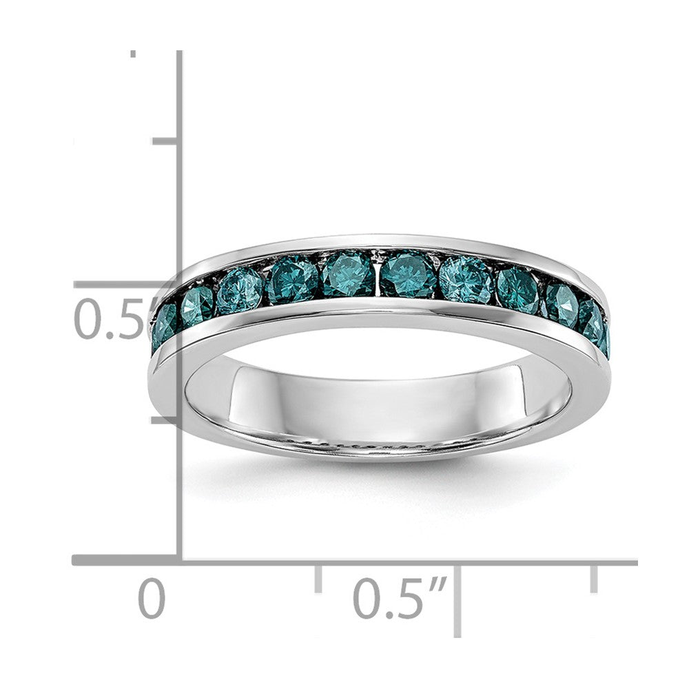 14K Weißgold 3/4 Karat Blau Diamant Komplett Kanalfassung Ring