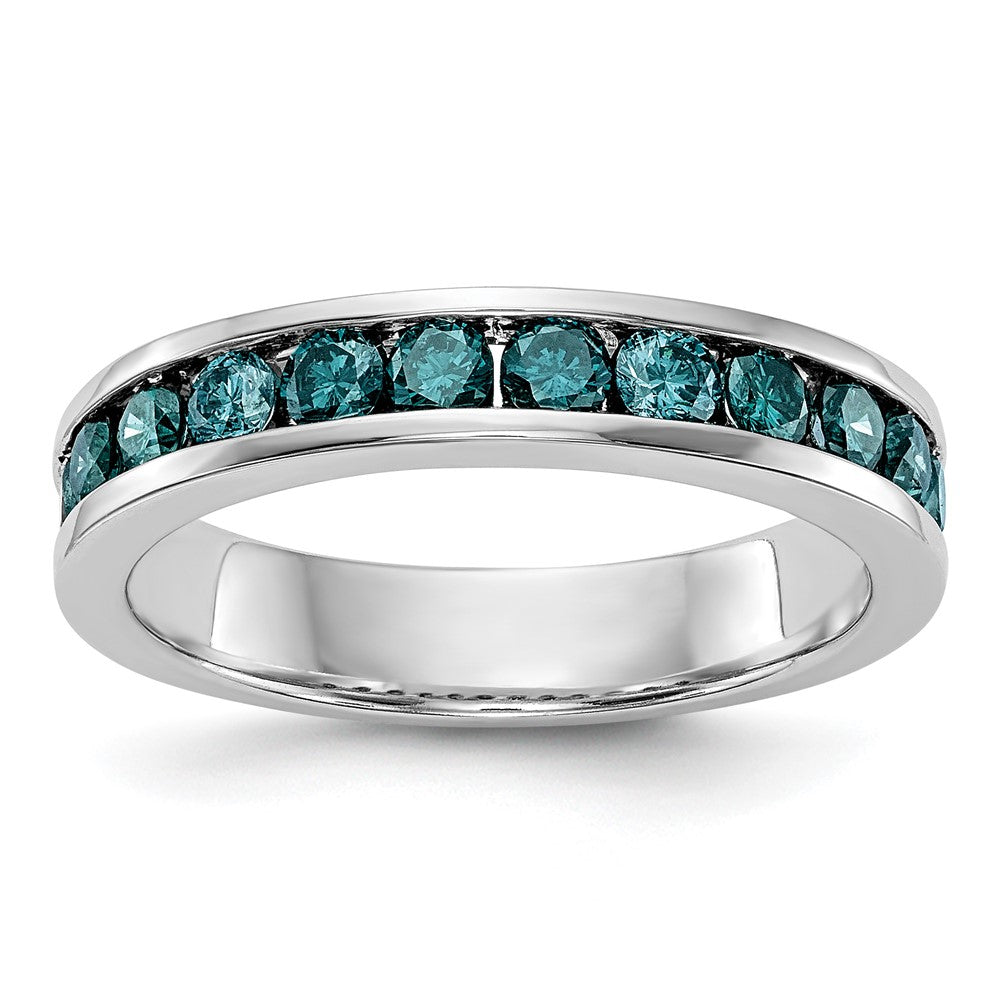 14K Weißgold 3/4 Karat Blau Diamant Komplett Kanalfassung Ring