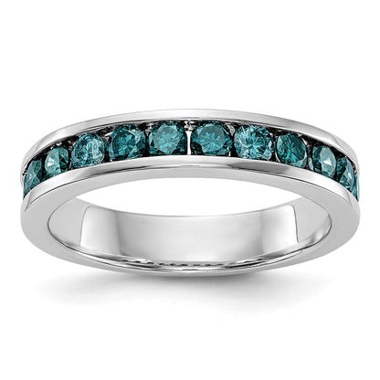 14K Weißgold 3/4 Karat Blau Diamant Komplett Kanalfassung Ring