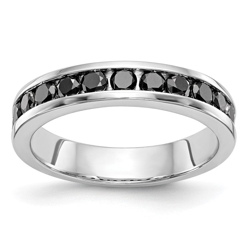 14K Weißgold Ehering mit schwarzen Diamanten 0,715 ct