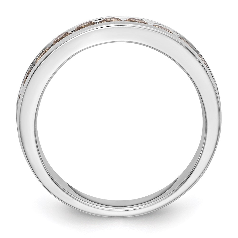 14K Weißgold Ehering mit natürlichen Champagner-Diamanten 0,715 ct