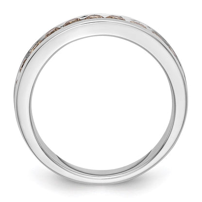 14K Weißgold Ehering mit natürlichen Champagner-Diamanten 0,715 ct