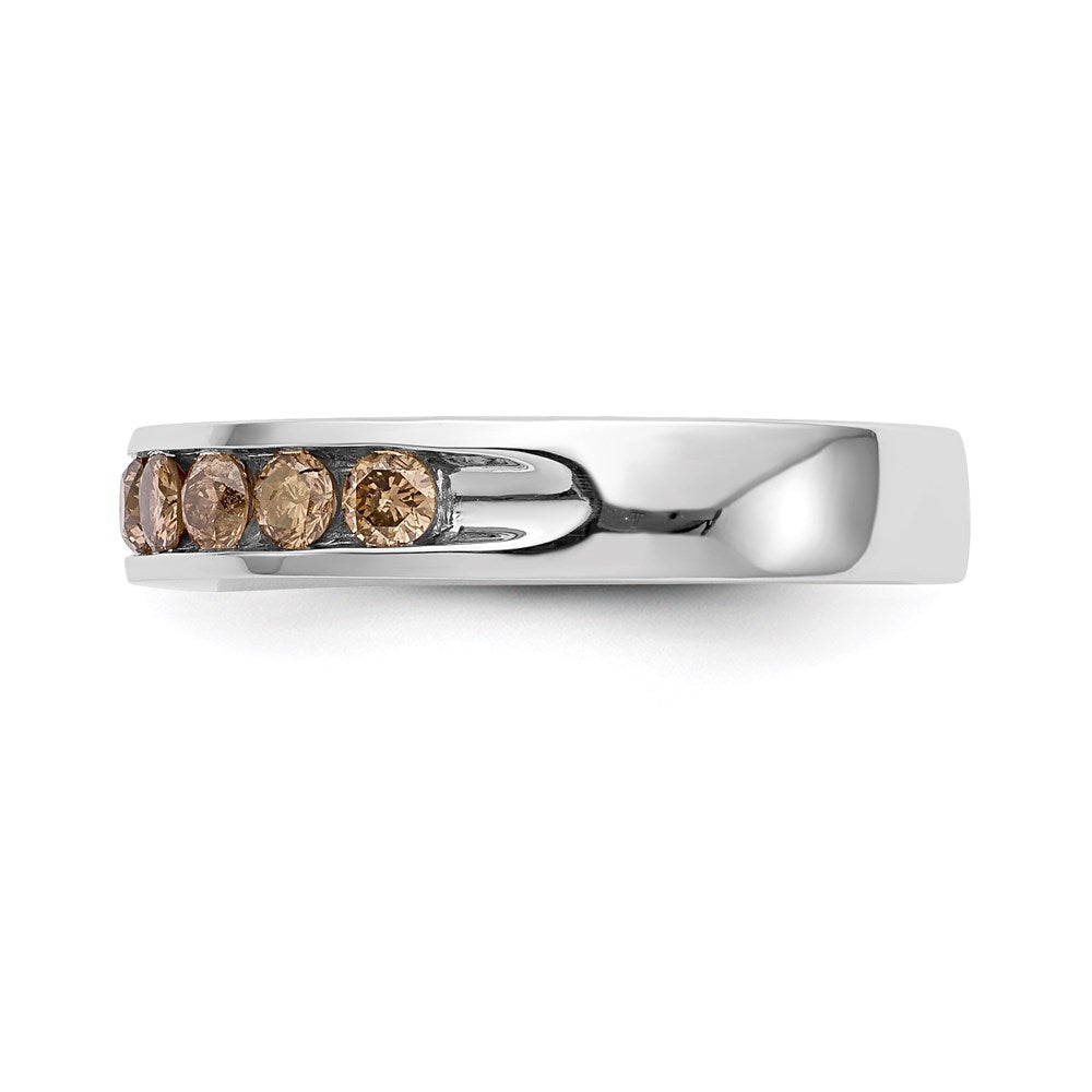 14K Weißgold Ehering mit natürlichen Champagner-Diamanten 0,715 ct