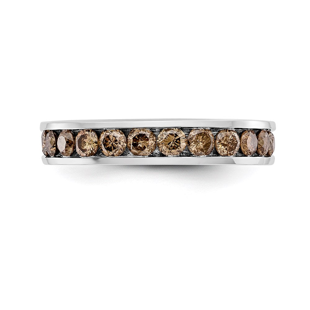 14K Weißgold Ehering mit natürlichen Champagner-Diamanten 0,715 ct