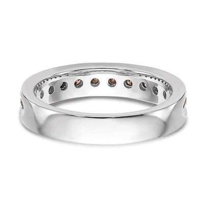 14K Weißgold Ehering mit natürlichen Champagner-Diamanten 0,715 ct