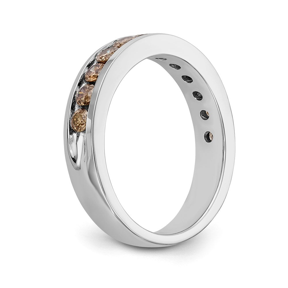 14K Weißgold Ehering mit natürlichen Champagner-Diamanten 0,715 ct