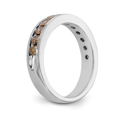 14K Weißgold Ehering mit natürlichen Champagner-Diamanten 0,715 ct