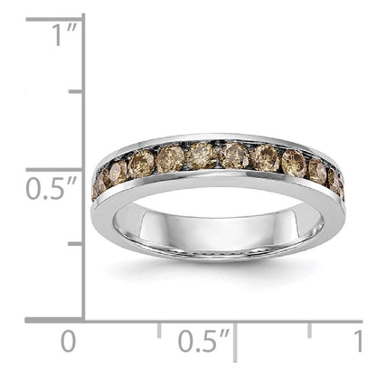 14K Weißgold Ehering mit natürlichen Champagner-Diamanten 0,715 ct